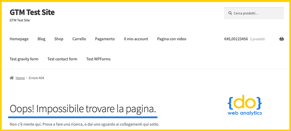 Tracciare gli errori 404 con google tag manager - Individuiamo il messaggio che contiene la pagina di errore