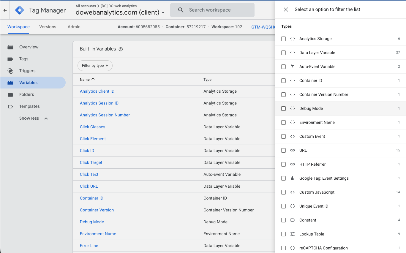 Google Tag Manager with GTM Enhancer enabled